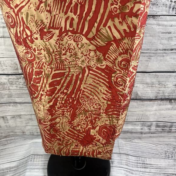 Nygard Collection Skirt size 8 Petite Dark Red Gold Silk Swirls Long Faux Wrap - Picture 6 of 11